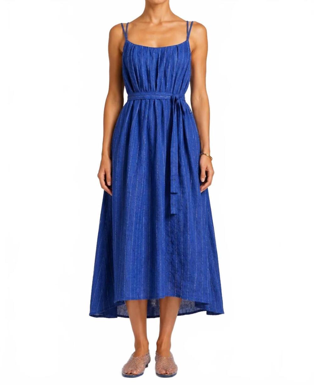 NEW SELF CONTRAST ivy double strap dress in blue | natural stripes